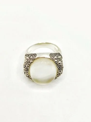 Michael Dawkins Sterling Starry Night Mother Of Pearl Oval Ring